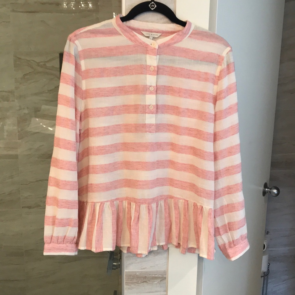 LUCKY pink and white cotton blouse.